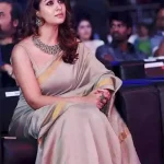 Nayanthara Hot Saree Images in Sage Green Silk Cotton