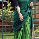 Nayanthara Saree Images in Dual-Shade of Green