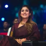 Nayanthara Saree Photos in Wine Linen Color