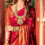 Nayanthara in Pink Kanchipuram Saree with Golden Print